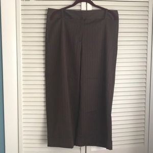 Brown pinstripe wide leg short pants